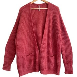 FREE PEOPLE Alpaca Blend Boho Lightweight Baggy Oversized Sweater Cardigan S/P